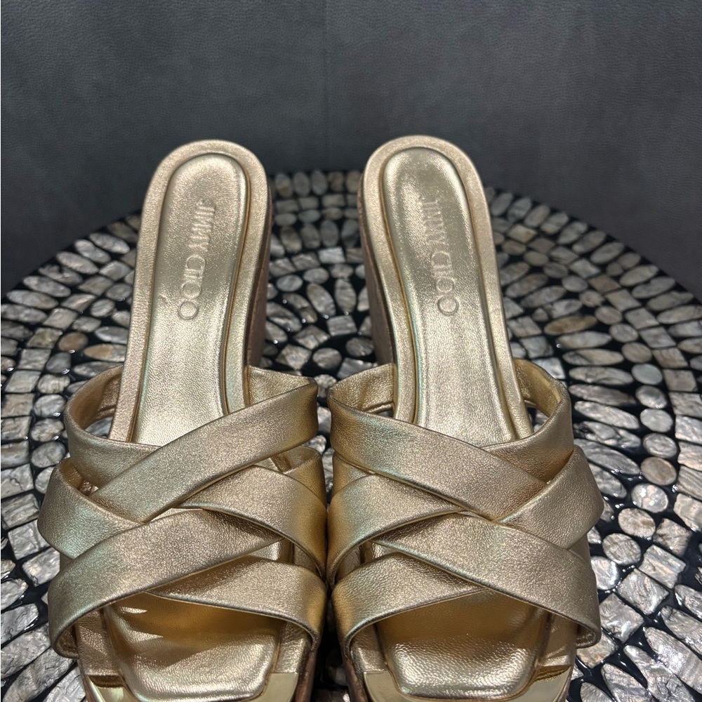 Jimmy Choo Metallic Gold Mules